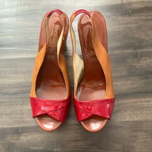 EUC, Michael Michael Kors Women’s Sz 8M Chunky Heels Platform Open Toe Sandals